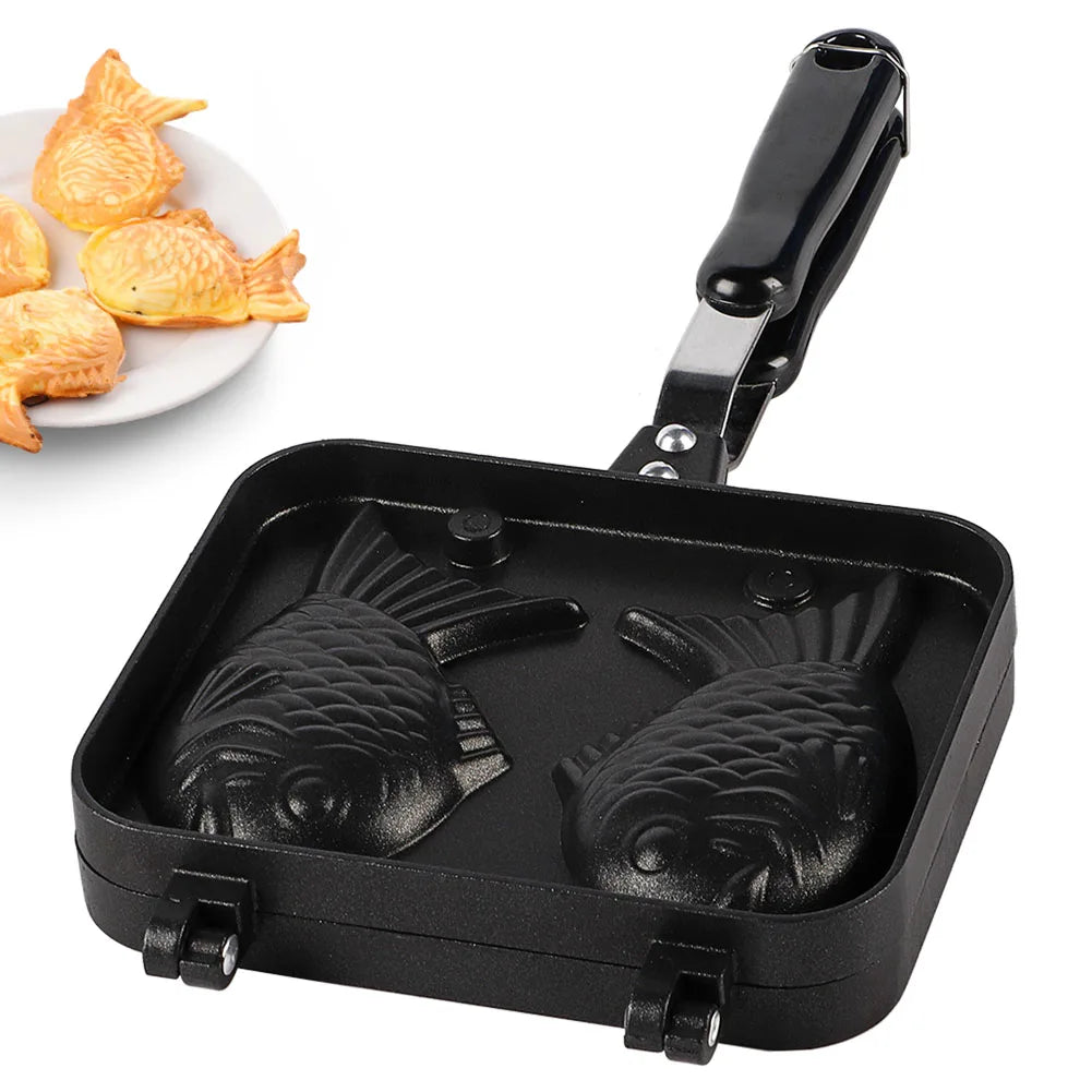 NonStick Bakeware Waffle Cake Maker Pan With 2 Sided Fish Shape Stainless Steel Mold