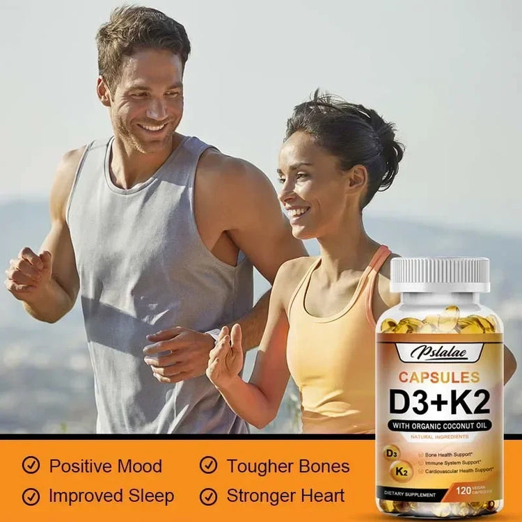 Vitamin D3 + K2 Supplement - Promotes Strong Bones, Calcium Absorption, Teeth, Heart, Cardiovascular Health
