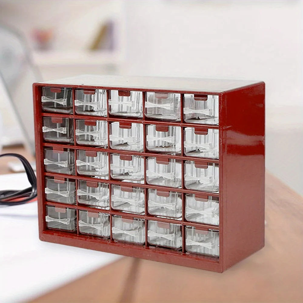 25 Multi-grid Drawer Parts Box Wall-mounted Screw Classification Component Box Tool Case Electronic Components Storage Toolbox