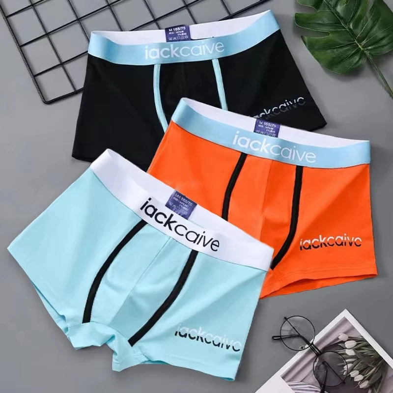 3Pcs Male Panties Cotton Men's Underwear Boxers Breathable Man Boxer Printed Underpants Comfortable Shorts Men Underwear M-3XL