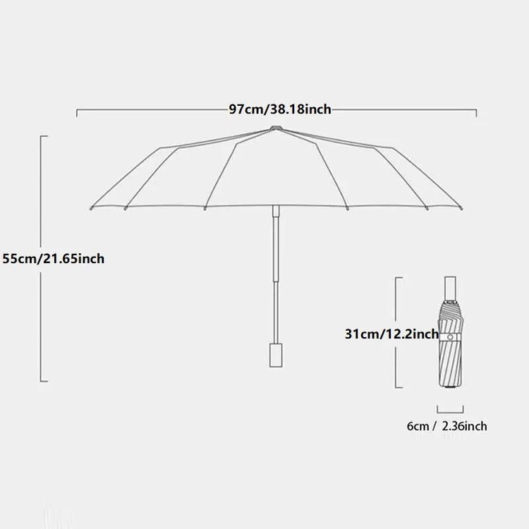 12 Bone Black Glue Fully Automatic Umbrella With Thick And Durable Keel Three Fold Umbrella UV Resistant Folding Umbrella