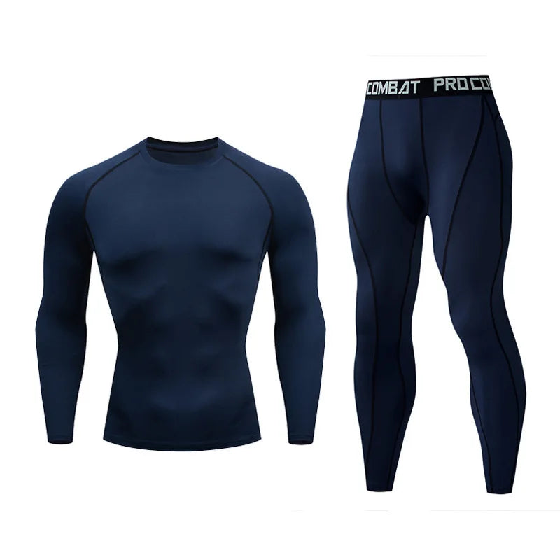 Men's 2/3pcs sets Boxing suit rashguard male kit MMA compression clothing men long-sleeved t-shirt+leggings tracksuit Sport Suit
