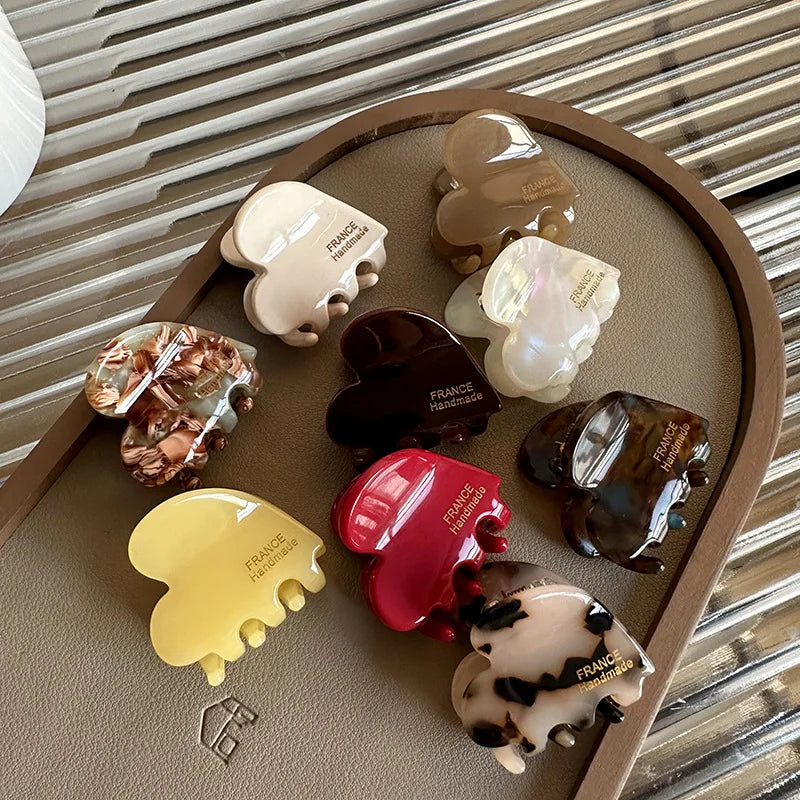 Colorful Small Heart-Shaped Hair Clip 3.5Cm Small Hairclaw Acetate Hair Crabs Girls Delicate Hairclips Women Hair Accessories