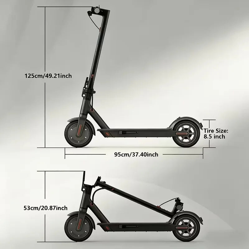 350W Electric Scooter Adults 19MPH Foldable E-Scooter 8.5" Solid Tires Smart APP LCD 18 Miles Range Dual LED Lights Commuting