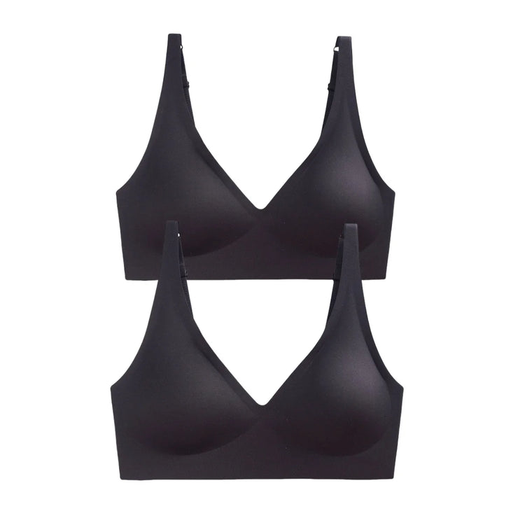 2Pcs/Set Seamless Bras For Women Wireless Underwear Push Up Bralette Soft Padded Deep V Sexy Lingerie Sleepwear Intimates S-3XL