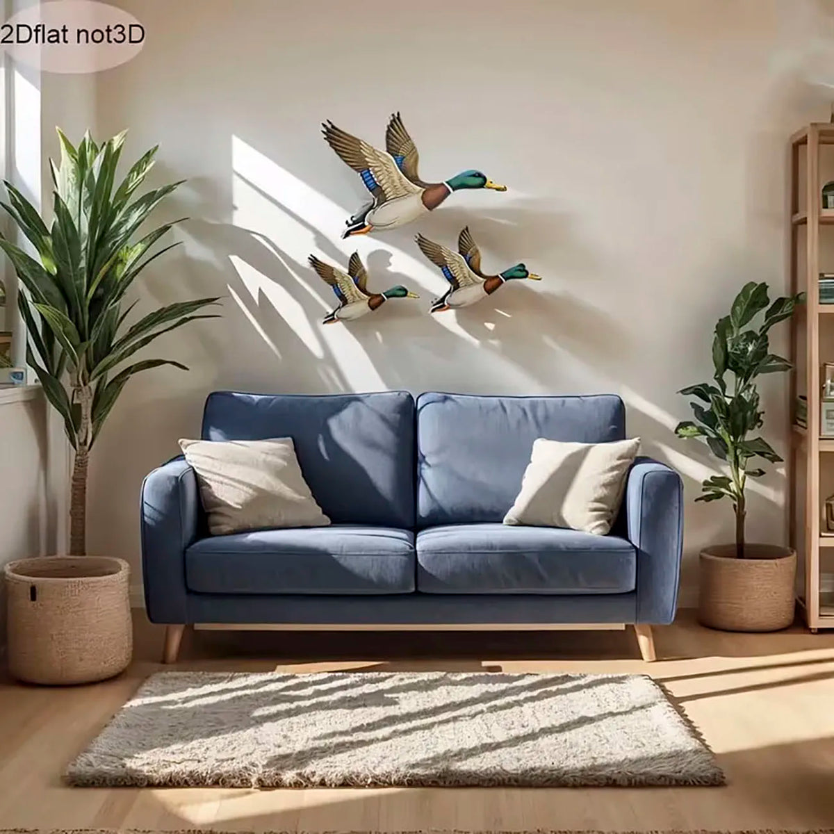 3Pcs Mallard Duck Wooden Wall Decor, Flying Duck Wall Art for Rustic Home Decoration