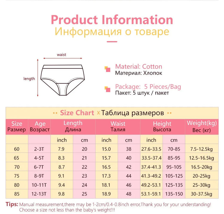 5/10Pcs Cotton Girls Panties Rainbow Unicorn Lovely Cartoon Children Triangle Underwear Soft Breathable Preschool Girls Briefs