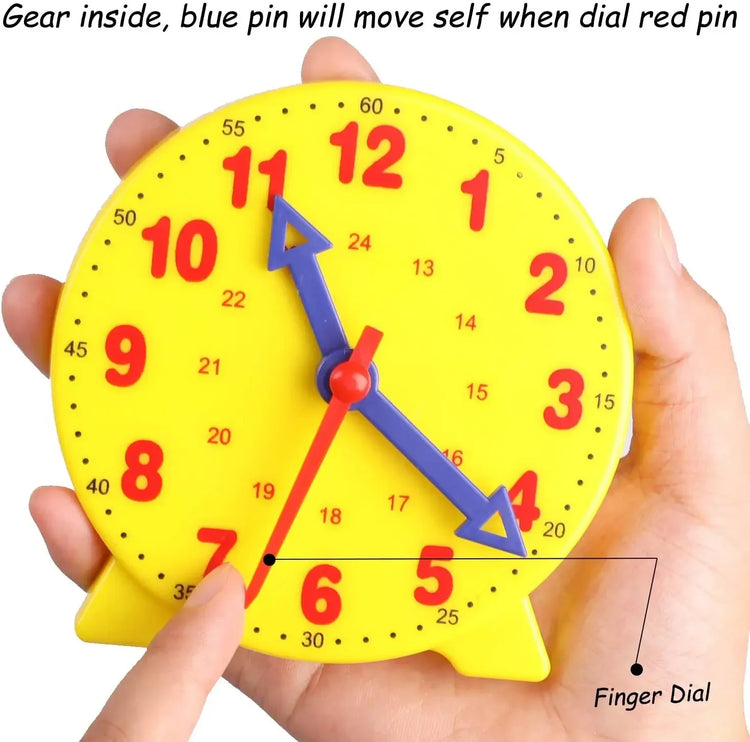 Mini Geared Learning Clock Analog Teaching Clock Telling Time Practice Math Tool Kids Preschool Classroom Home School Supplies