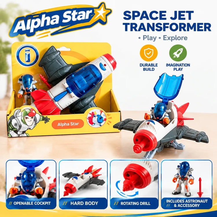 Imaginext Alpha Star Space Rocket Ship Playset with Astronaut Action Figure, Space Exploration Vehicle Collectible Toy