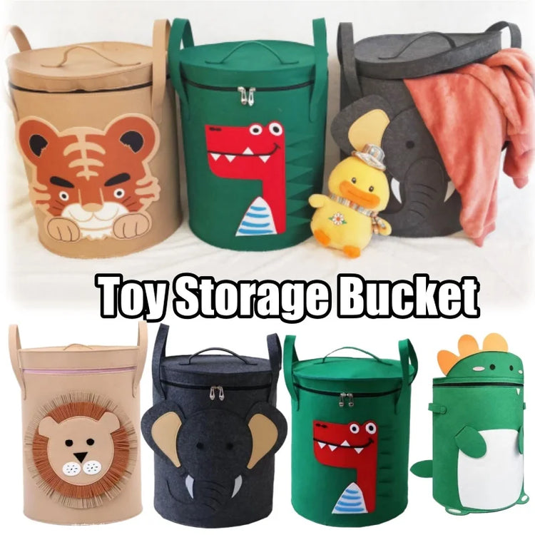 Cartoon Animal Storage Baskets Large Capacity Foldable Toy Organizer Bin with Lid for Kids Room Home Nursery Organization
