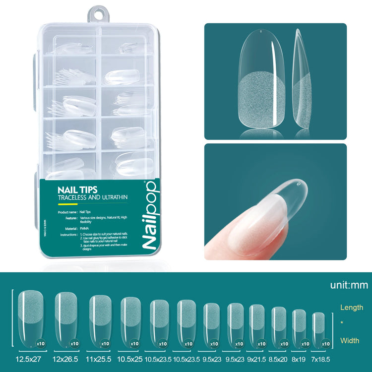 Nailpop 120pcs Acrylic Nails Fake Capsule Short Almond Coffin Square Artificial Nail Extension Soft Gel Tips Accessories Tools