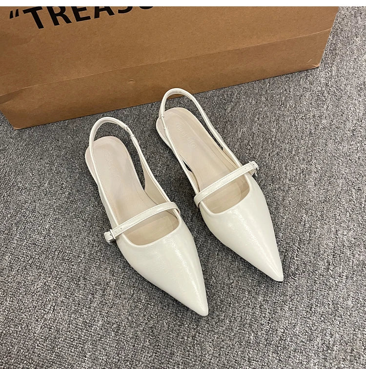 New Spring Women's French-Style Closed-Toe Sandals Luxurious Slip-On Designer Shoes Fashionable and Elegant Party Flat Sandals