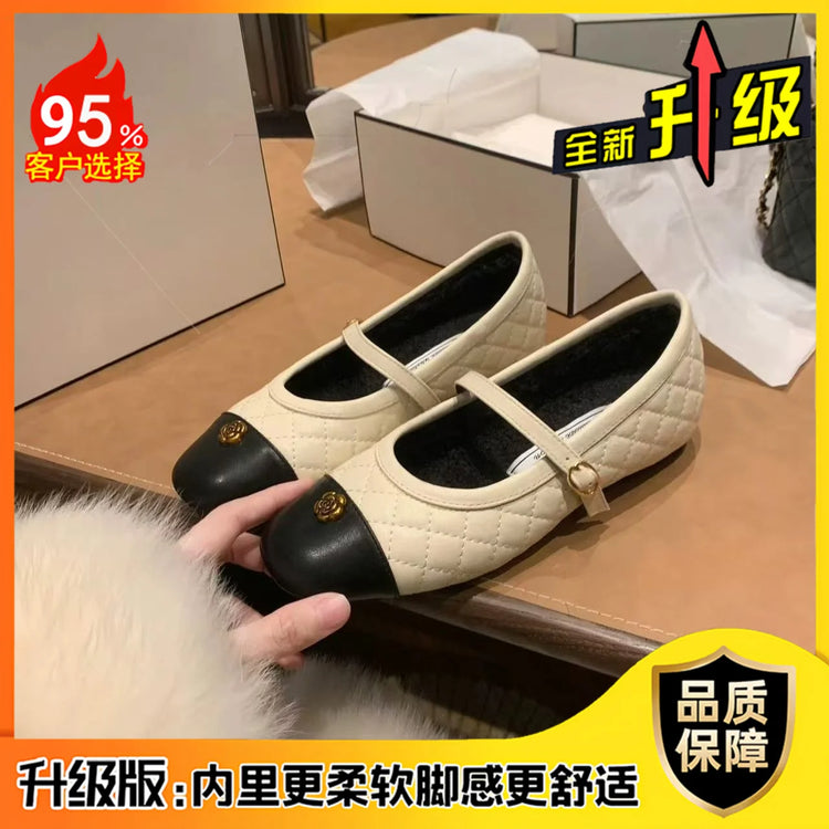 Spring 2026 Fashionable Small Fragrance Flat Bottom Mary Jane Ballet Style Single Shoes Women's Increased Height Interior