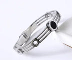 Fashion Simple Stainless Steel 3 Crystal Bracelet Bangle