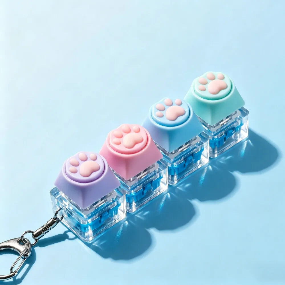 NEW LED Keyboard Keychain Fidget Toys Crystal Clicker Sensory Toy for Stress Relief Keyboard Keychain Fidget Toy for Adults Kids