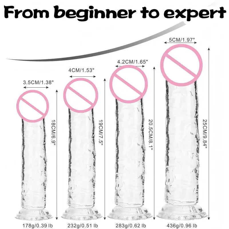 For Adult Sex Masturbator G Spot Realistic Dildo For Women TPE Beginner Clear Dildo With Strong Suction Cup Hands-Free Play