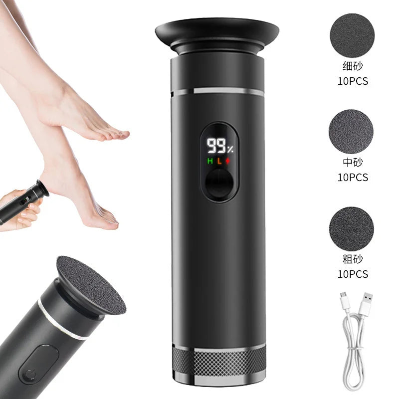Electric foot trimmer, electric foot grinder with 9-level adjustment, rechargeable for removing dead skin, calluses, and repairi