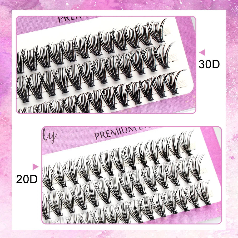 Moonlily Professional 20D 30D Single Cluster Mink Eyelashes Extension 3D Volume Effect Natural Soft Makeup Grafting Faux Lashes