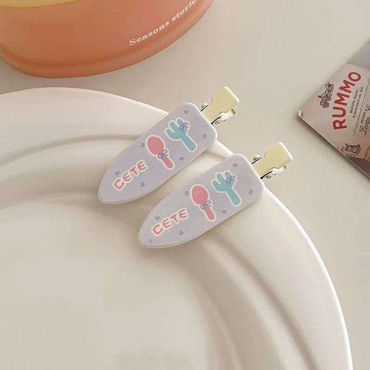 2pcs Simple Sakura Pink Seamless Hair Clip Women Acetate Sheet No Bend Bangs Clip Duckbill Clip Hairpins Hair Styling Tool