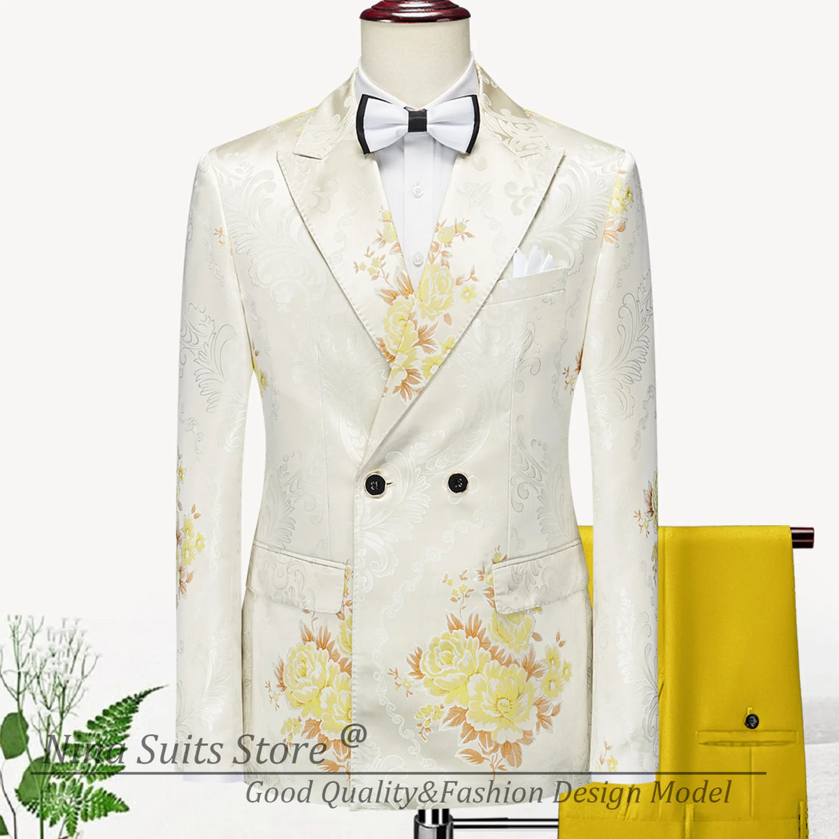 G&N 2026 New Series Men Suits Blazer Beautiful Lilac Purple Floral Pattern Tuxedos 3 Pieces Formal Party Costume Homme Slim Fit