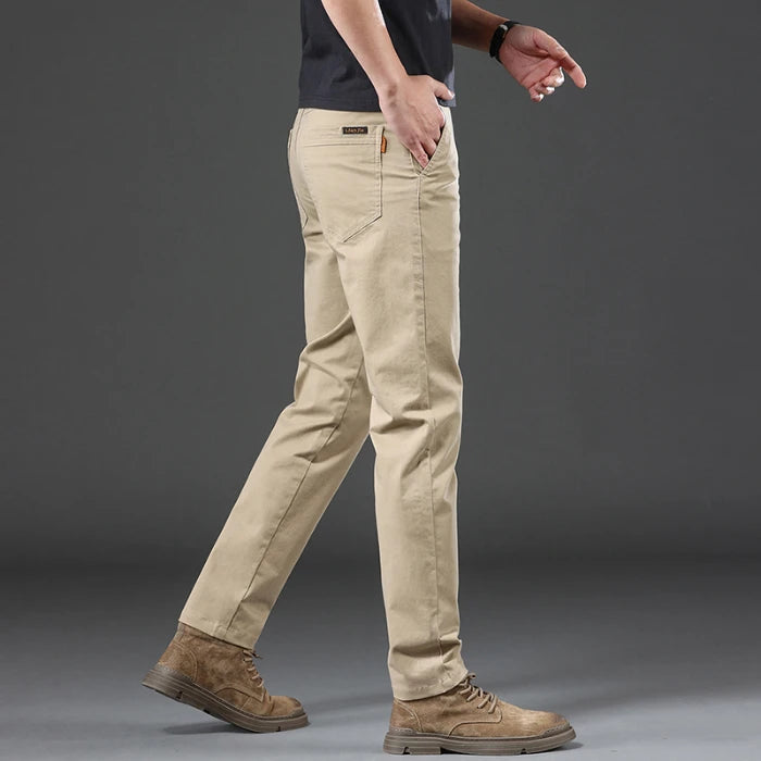 Ultra-high Quality Thin Cotton Men's Casual Pants Trendy Versatile Elastic Light Business Trousers Work Formal Straight Pants