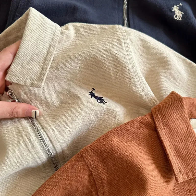 2-7Y Children's Cotton Coat 2025 Spring Boys Girls Japanese Embroidered Flip Collar Jacket Baby Short Zipper Autumn Shirt