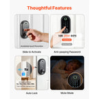 SucceBuy Fingerprint Door Lock Electronic Biometric Deadbolt with Touchscreen Auto Locking Anti-Peeking Password for Apartment
