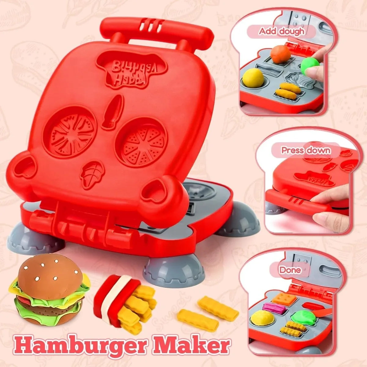 Pretend Play Kitchen Food Color Clay Toy Plasticine Tool Set Noodle Machine Ice Cream Maker DIY Mold Boys Girls Gift