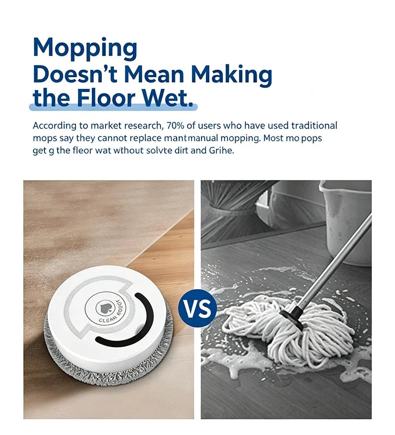Smart Automatic Floor Mopping Robot 8.5cm Ultra Thin Rotary Mopping Robot Pressure Quiet Cleaning Robot for Hardwood Tile Floor