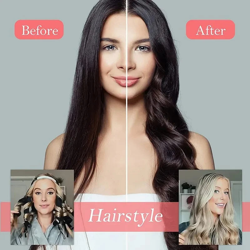 Heatless Curling Rod Headband for Lazy Hair - Silk Ribbon Soft Wave Formers for Sleeping No Heat Curls