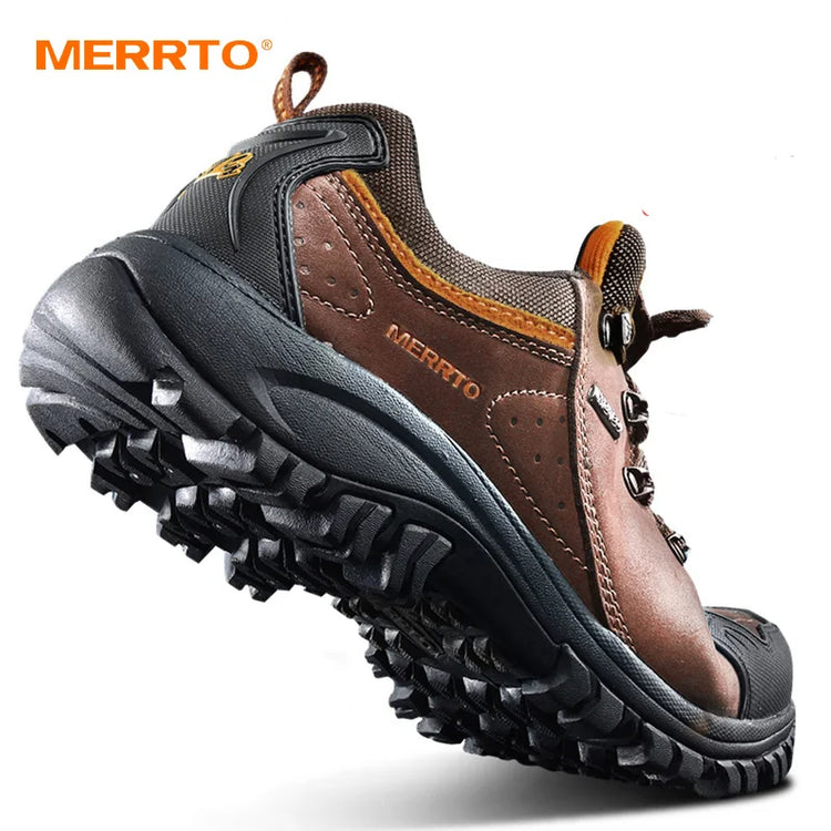 MERRTO Cowhide Outdoor Men Hiking Shoes Trekking Hunting Women Tourism Mountain Breathable Climbing Sneakers Tactical Boots