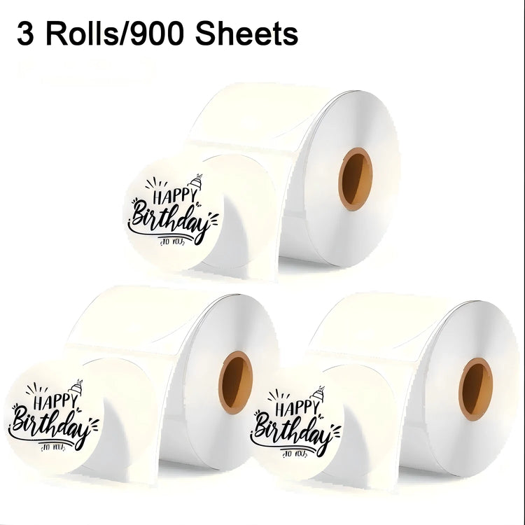 3 Rolls 7.6cm Round Thermal Labels Self-Adhesive Multi-Purpose Business DIY QR Code Price Tag Compatible 3*3 Inch Thermal Paper