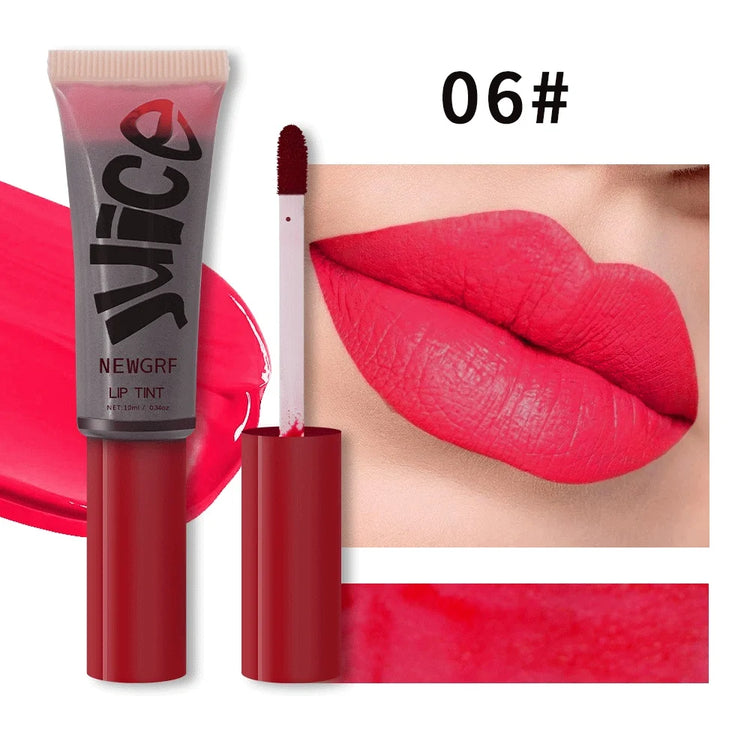 Juice Lip Tint Non-stick Cup Liquid Lipstick and Blush 2 in1 Waterproof Long Lasting Rose Red Lip Stain Makeup Pigment 1Pc