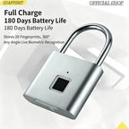 Smart Fingerprint Padlock Waterproof Fingerprint Keyless Door Lock Type C Rechargeable Security Padlock for House