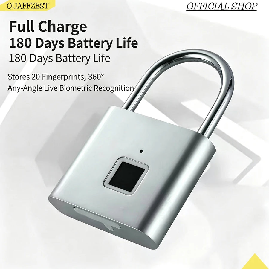 Smart Fingerprint Padlock Waterproof Fingerprint Keyless Door Lock Type C Rechargeable Security Padlock for House