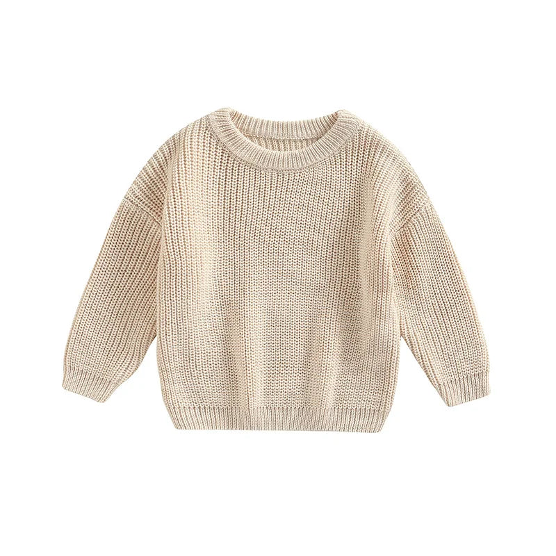 Autumn Baby Girls Boys Sweaters Coat Kids Knitting Pullovers Tops Baby Boys Girls Solid Color Basic Cotton Long Sleeve Sweater