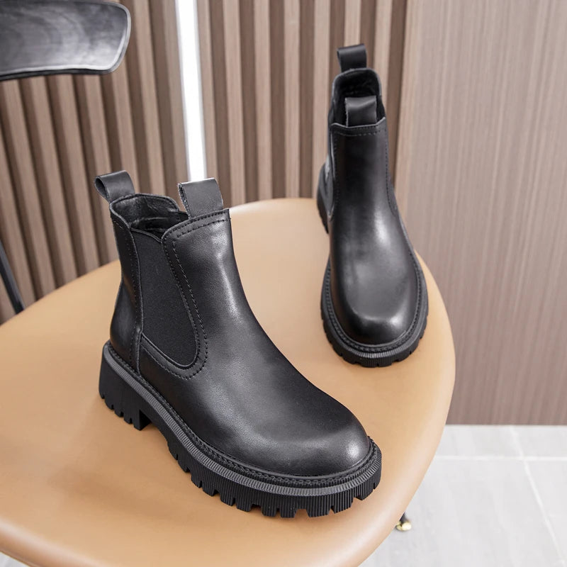 AIYUQI Women's Chelsea Boots Genuine Leather New Autumn Winter Fashion Women's Ankle Boots Retro Winter Boots Ladies  WHSLE MTO