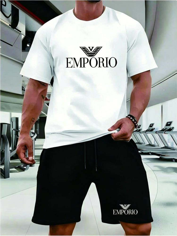 2026 New Trend Fashion Leisure Summer Outdoor Sports Set Men's Breathable T-shirt and Shorts Casual Fashion Two Piece Set