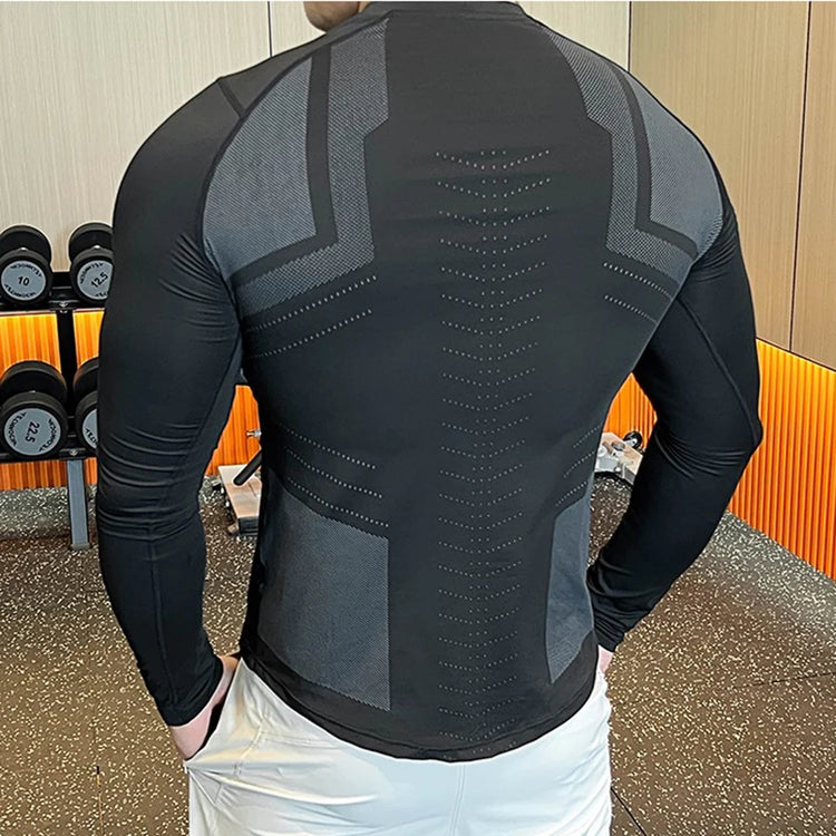 Men Compression Running T-shirt Fitness Tight Long Sleeve Sport Shirts Training Jogging Tops Dry Fit Undershirt Gym Sportswear