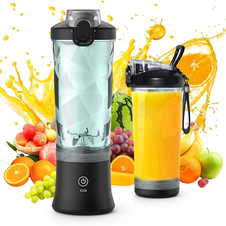 Portable Blender, 600ml Personal Size Juicer Machine, Smoothie Blender with Six Blades, USB Rechargeable Juicer Cup for Travel, Gym, Outdoor and Home