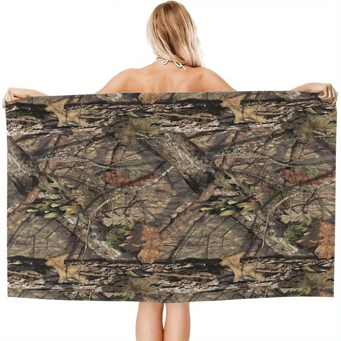 Beach Towel Camouflage Print Pattern Sunscreen And Windproof Suitable For Swimming Pool Camping Travel Blanket