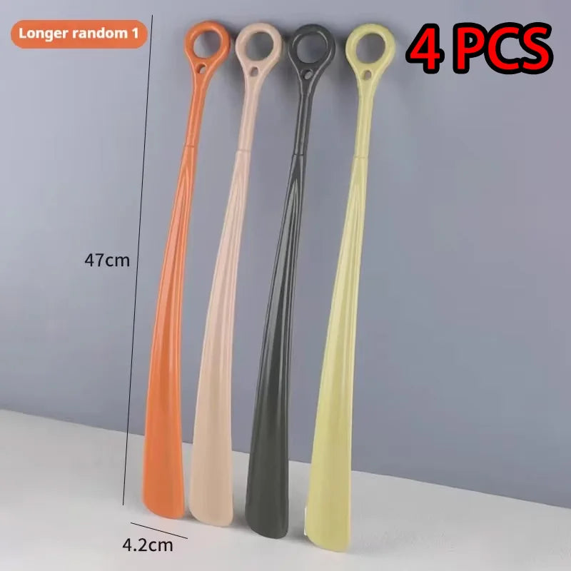 47CM Long Hanging Ring Shoehorn Pregnant Woman Long Handled Lifter Elderly Shoe Spoon Lazy People Shoe Spatula Shoe Horns 1/2Pcs
