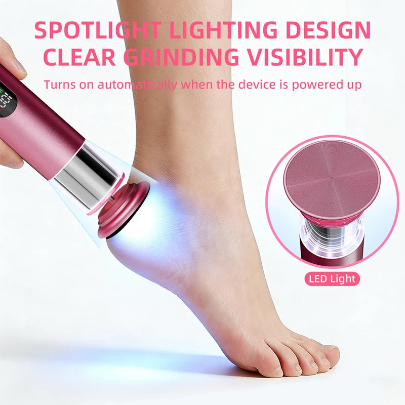 Electric Foot File Callus Remover 2-in-1 Rechargeable with 60PCS Replaceable Sandpaper Discs Nail Pedicure Tool Set for Smooth F