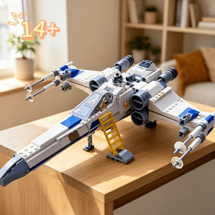 Creative DIY Spacefighter Building Blocks 558PCS Space Battle Theme X-wing Model Home Decor Toys Birthday Gifts for Adults