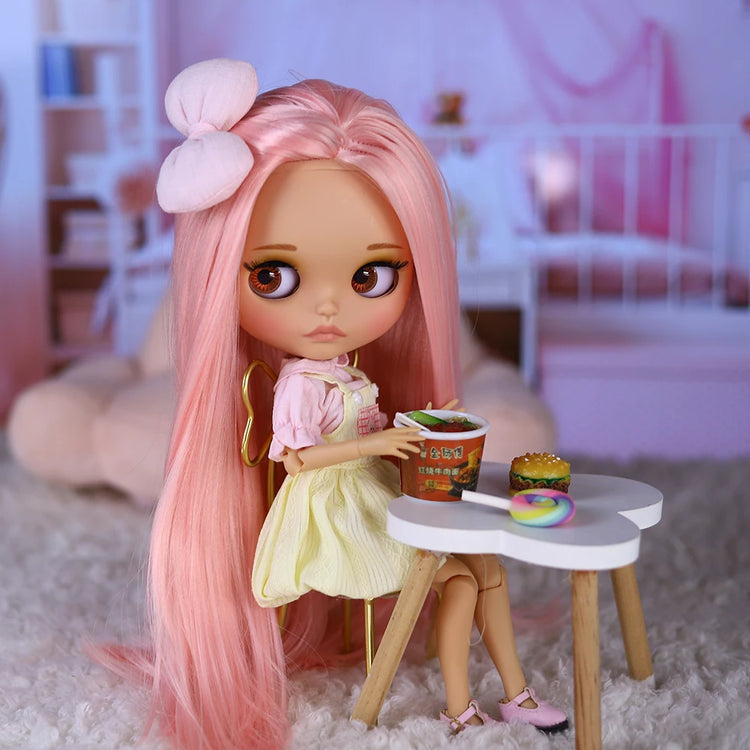 ICY DBS Blyth Doll BJD Joint Body Brown Skin Matte Face Cute Bow Doll 1/6 30cm Girl Gift Anime SD