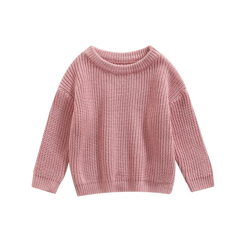 Autumn Baby Girls Boys Sweaters Coat Kids Knitting Pullovers Tops Baby Boys Girls Solid Color Basic Cotton Long Sleeve Sweater