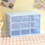 Desktop 9 Grid Storage Boxes Organizer Transparent Small Drawer Partitioned Student Desk Wall-mounted Sundries Storage Box Cute