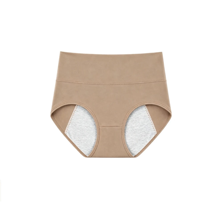 Women's Period Panties High-Waist Cotton Leak-Proof Underwear Girls Breathable Soft Maillard Solid Color Female Briefs Lingerie
