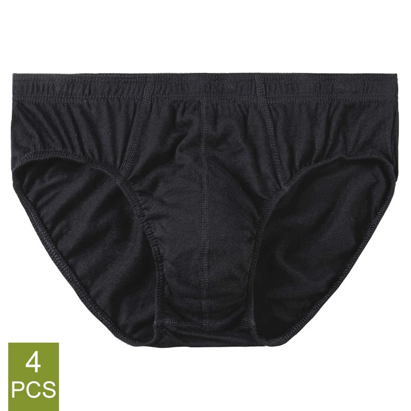 4 Pcs/Lot Men's 100% Cotton Breathable Briefs Comfortable Male Underwear Lingerie Panties Underpants Plue Size Xl -5Xl