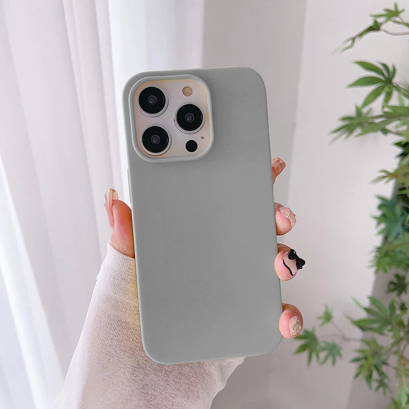 Luxury Candy Color Silicone Soft Case For iPhone 16 15 14 13 12 Pro Max Plus Mini 16+ Matte Ultra Thin Cover Frosted Shell Slim